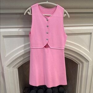Pink Sleeveless Button-Up Dress